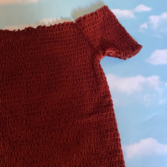 Velvet red off the shoulder top - Picture 5 of 5